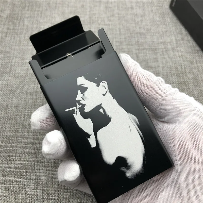 Customizd Somking Girl Aluminium Alloy Cigarette Case Boxes Ultra Thin  Cigarette Box Laser Engraved Diy Your Picture Gift