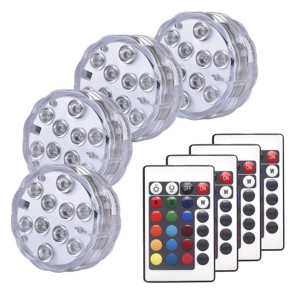 Luz sumergible con Control remoto RGB IP68, luces subacuáticas impermeables para estanque, piscina, lámparas de noche decorativas para acuario
