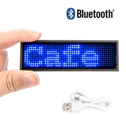 Bluetooth12*48 Pixel LED Name Badge Display Magnet and Pin with USB Programming Scrolling Tag Compatible Rechargeable Red / Blue
