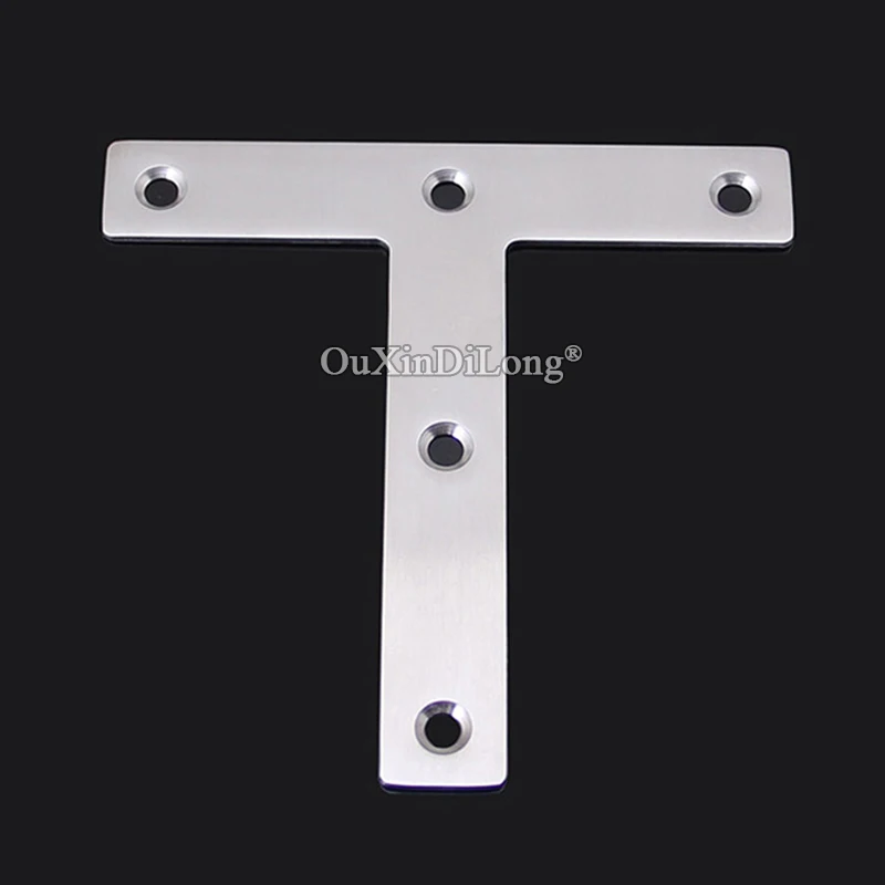 Brand New 100PCS Stainless Steel T Type Corner Braces Thicken Wood Board Frame Support Brackets Furniture Connecting Parts+Screw