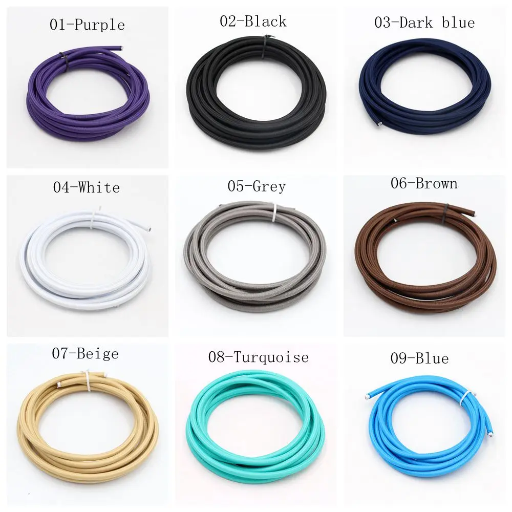 2m 3m 5m 10m 2 Core 0.75mm2 Vintage Fabric Textile Cord  Electrical Wire Braided Colth Covered Cable DIY Light Wire