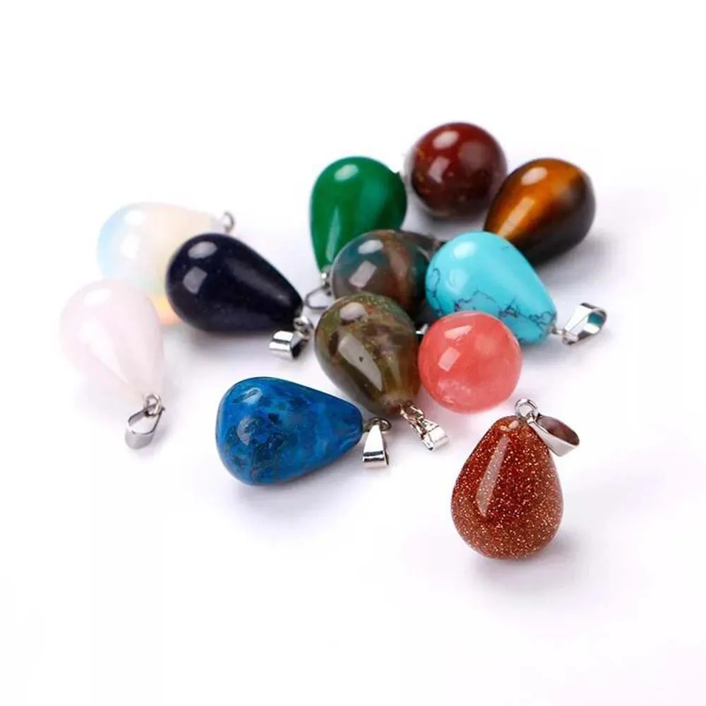 1PCS Natural Semi-precious Stone Pendants Crystal Agates Charms Pendant Pendant Round Drop Shape For Jewelry Making Necklace