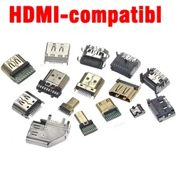 5pcs HDMI 19Pin 20P Male Plug Connector HDMI Female Test Socket Jack HDMI Repair Replacement Soldering PCB Board DIY Part