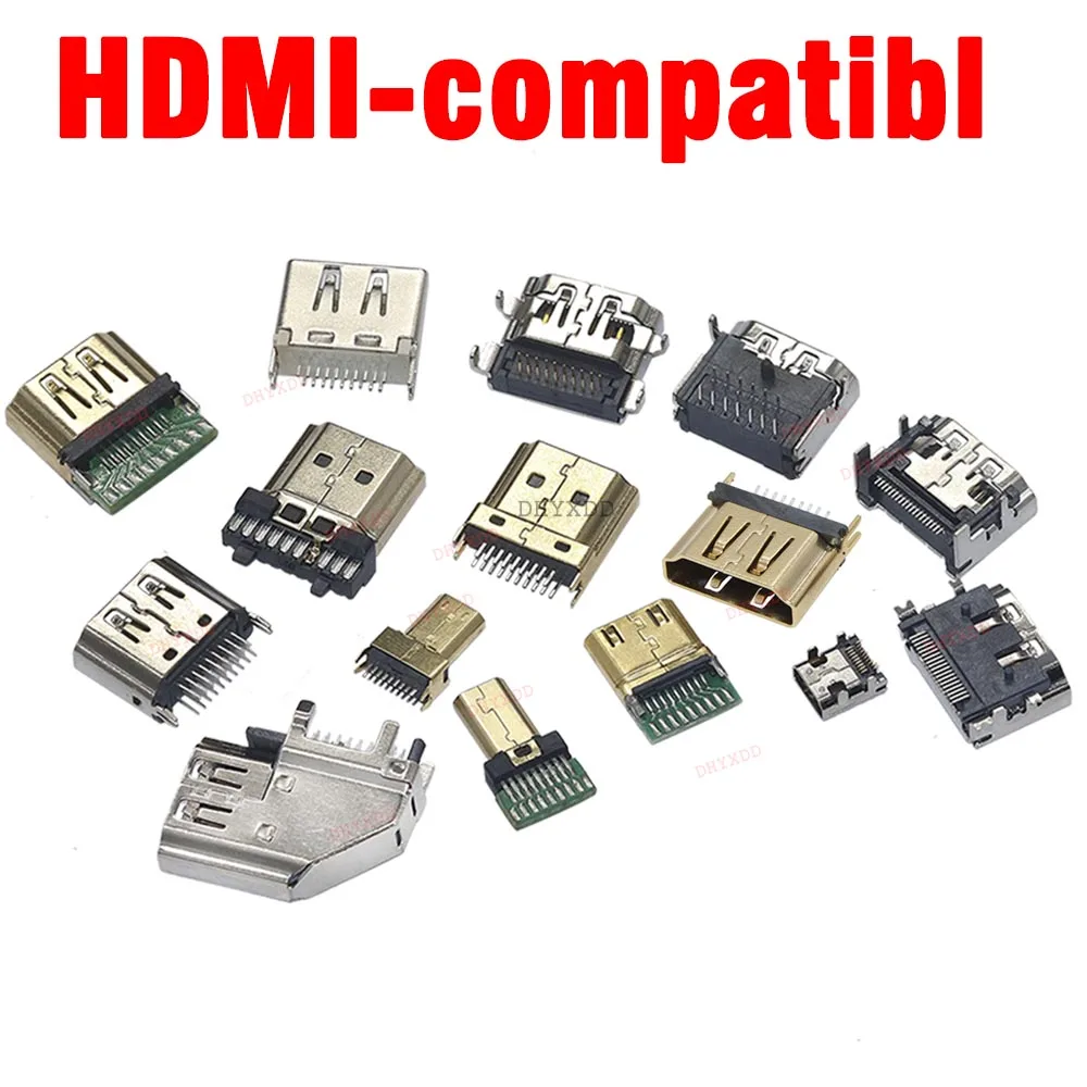 5szt HDMI 19Pin 20P Wtyczka męska Złącze HDMI Żeńskie Gniazdo testowe Jack HDMI Naprawa Zamiennik Lutowanie Płytka PCB Część DIY