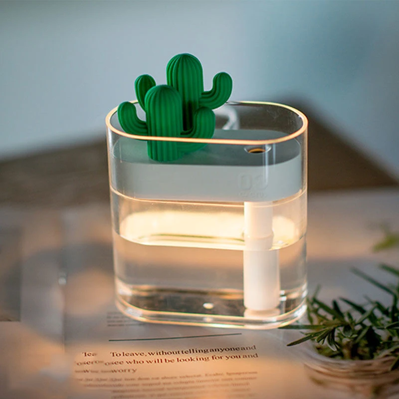 

160ML Ultrasonic Air Humidifier Clear Cactus Color Light USB Essential Oil Diffuser Car Purifier Aroma Diffusor Anion Mist Maker