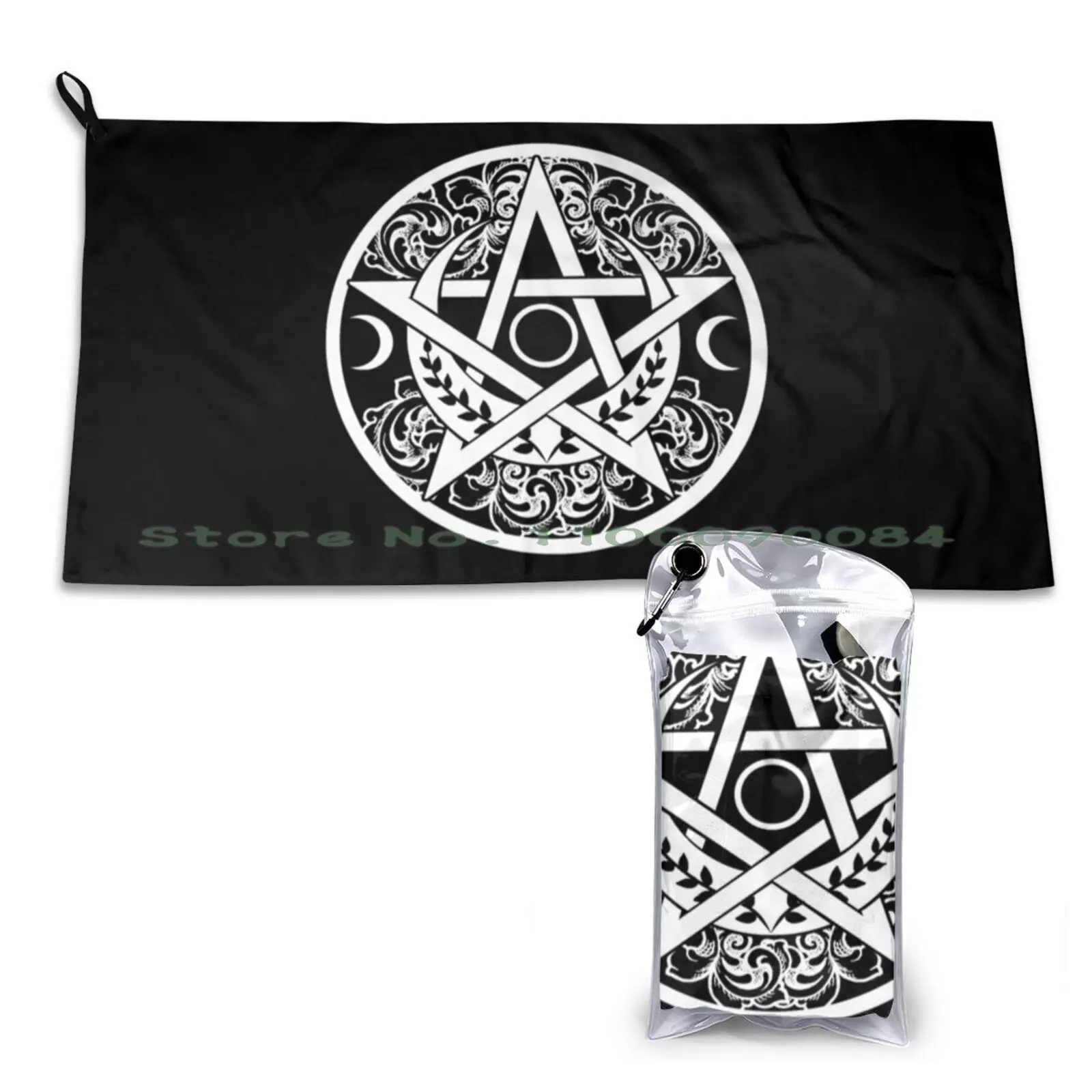 Pentagram-Pentacle Quick Dry Towel Gym Sports Bath Portable Pentagram Pentacle Pagan Wiccan Hecate Triple Goddess Magic Occult