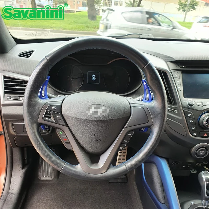 

Savanini Aluminum 2pcs Car DSG Steering Wheel Shift Paddle Shifter Extension For Hyundai Veloster 2015 interior accessories