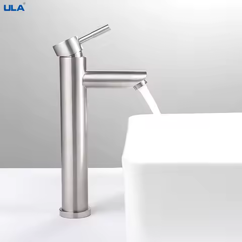 ULA Basin Sink Bathroom Faucet Deck Mounted Hot Cold Water Basin Mixer Tap Waterfall Stainless Steel Sink Tap Crane