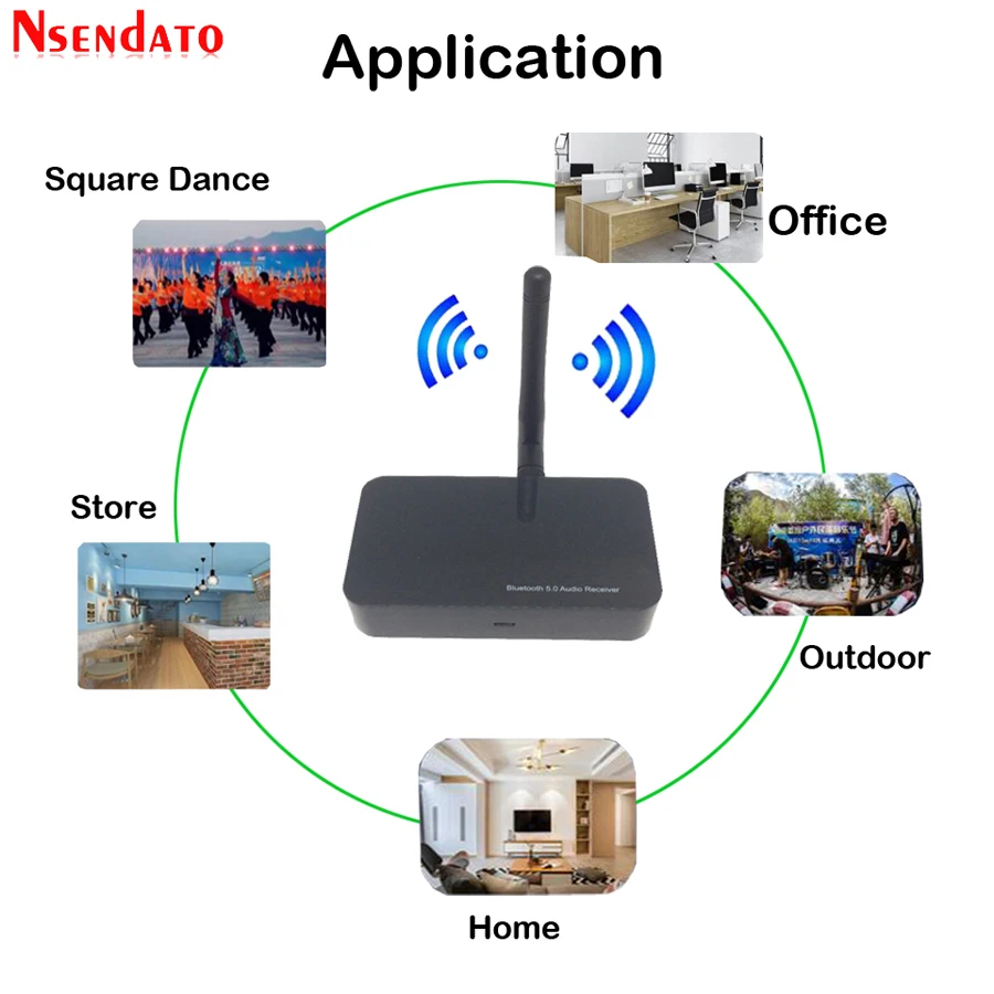 Adaptador de hifi 5.0 sem fio, receptor de áudio com toslink, antena analógica para android, ios, windows, amplificador, subwoofer