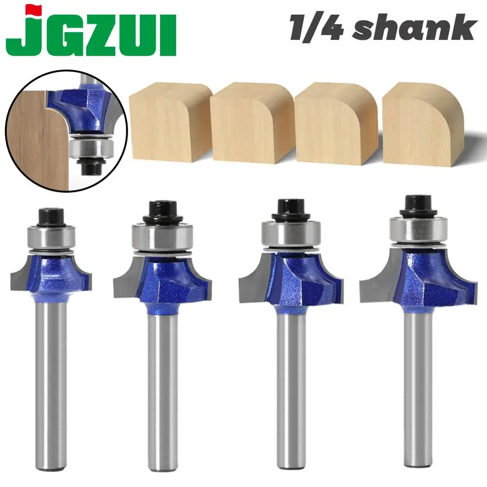 1/4″shank Corner Round Professional level Over Router Bit with Bearing Milling Cutter for Wood Woodworking Tool Tungsten Carbide