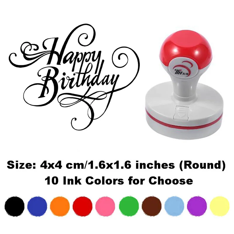 1 PCS Happy Birthday Cake Self-Inking Photosensitive Planner Scrapbooking Stamps for Card Making Book Journal Art Supplies