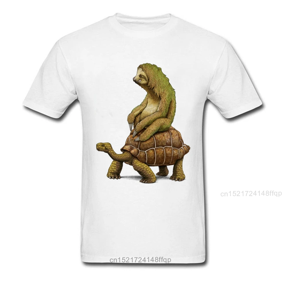 Speed Is Relative T Shirt Men Novelty T-shirt Sloth Rider Turtle Print Tshirt Summer Fall Funny Clothes Leisure Life Tops Tees