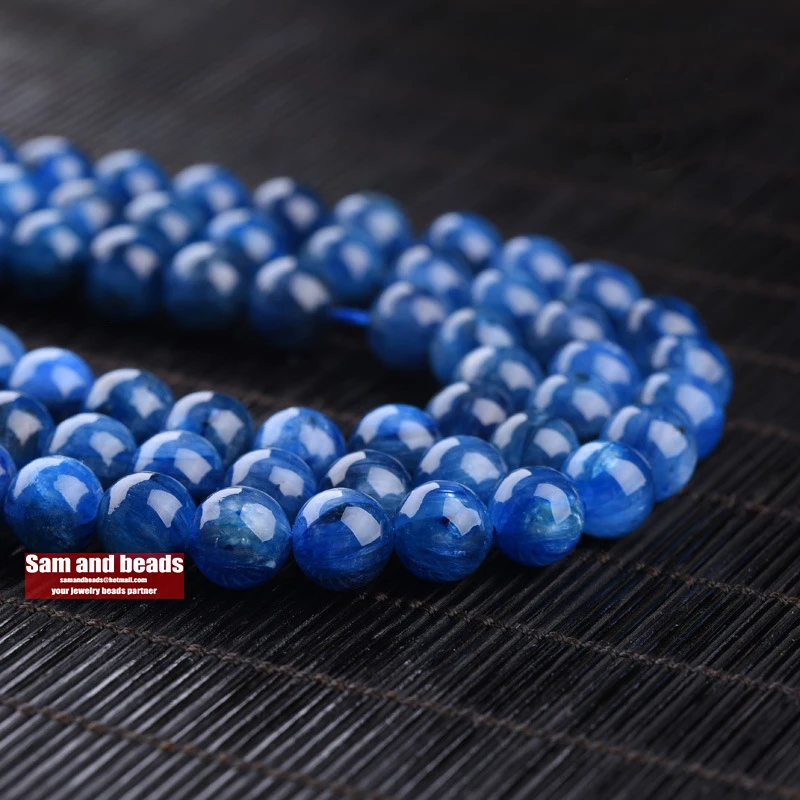 Wholesale Natural A grade Blue Kyanite Beads 4mm 6mm 8mm 10mm Gem Stone Loose Beads For Jewelry DIY 15.5\