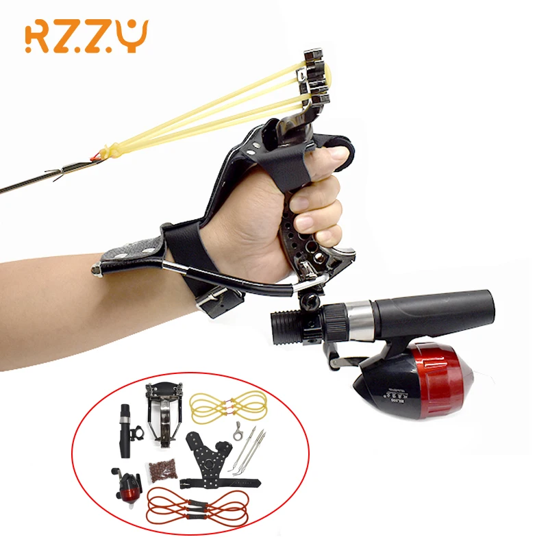 Powerful Outdoor Fishing Slingshot Set Upgrade  Professional  Shooting Catapult with Rubber Band Fishing Hunting Accessories