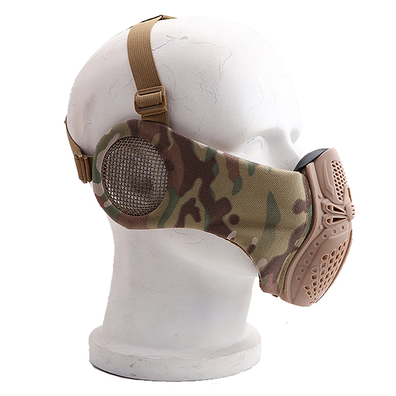 Airsoft Tactical Half Face Protective Mask Mesh Lower Face Mask With Ear Protection Hunting CS Shooting Military Paintball Masks