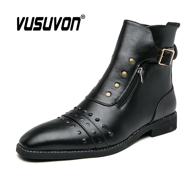 Brytyjskie męskie buty w stylu Casual nowe skórzane buty formalne buty w dużych rozmiarach dla mężczyzn moda czerwony brązowy jesień zima Cowboys botki Botas