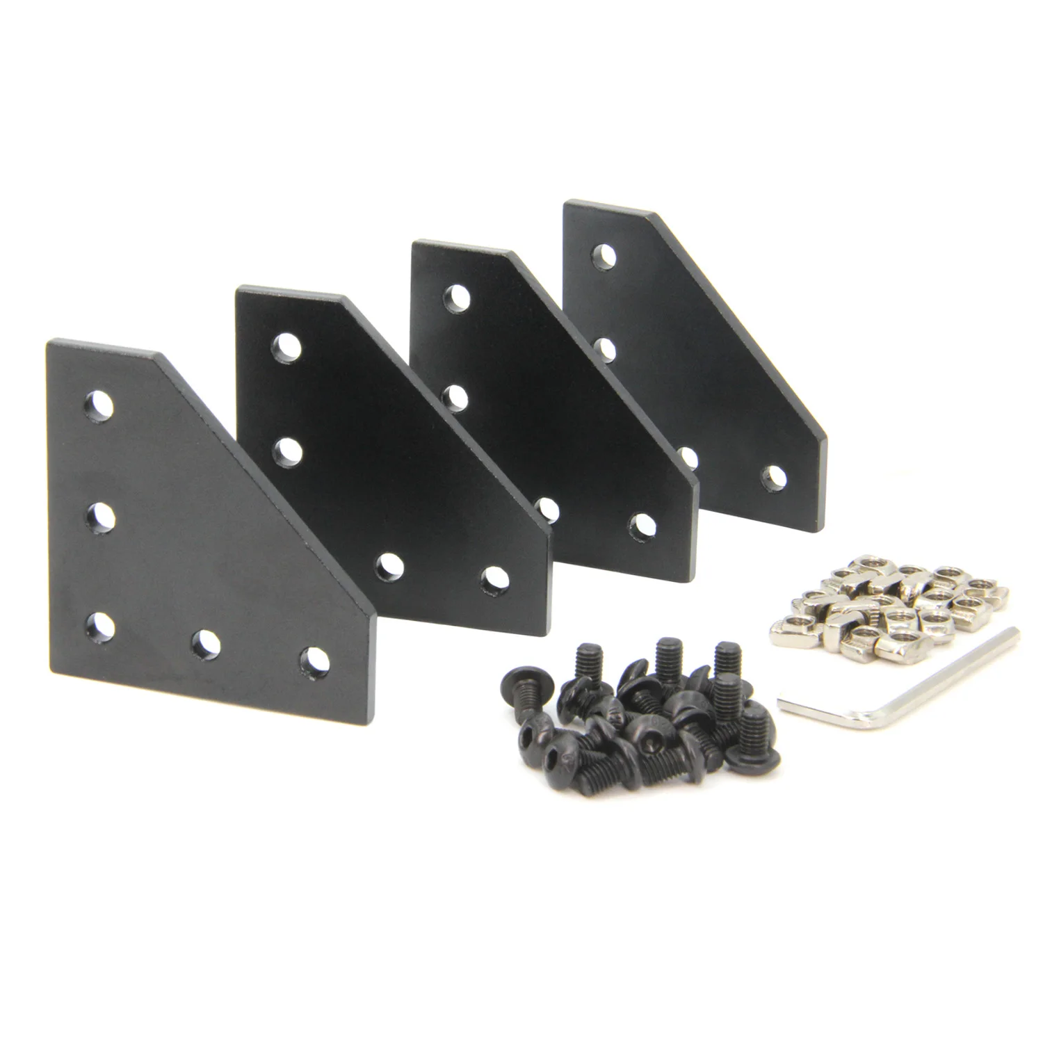 

2020 Series Black 90 Degree L Shape Outside Joining Plate Kits with T Nuts and Round Head Hex Screws