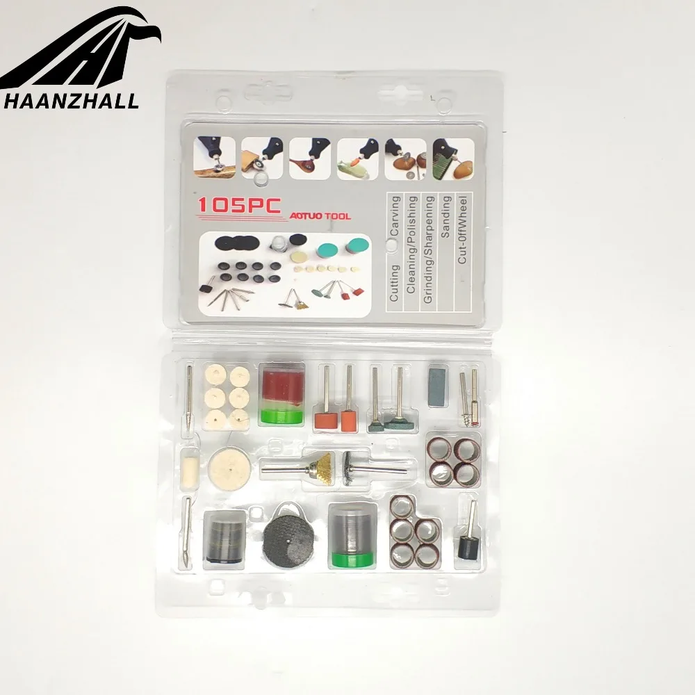 Kit d\'accessoires pour outils rotatifs, outils abrasifs, accessoires pour mini perceuse, jeu d\'embouts pour ponçage, polissage, coupe à tige de 1/8