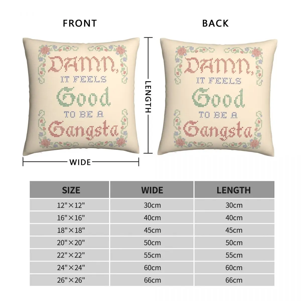 Damn It Feels Good To Be A Gangsta Pillowcase Polyester Linen Velvet Pattern Zip Decor Throw Pillow Case Home Cushion Cover