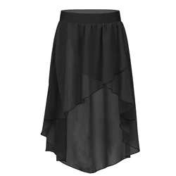 Gonna in chiffon per bambina per balletto Jazz Dance Studio Pratica Performance Costume Cintura elastica alta-bassa Abbigliamento da ballo lirico