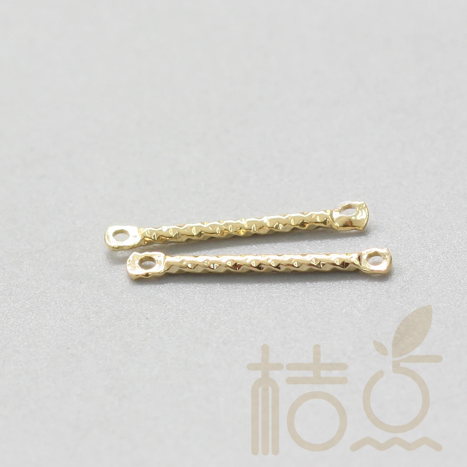 DIY Supply-Solid Brass Findng Cut Textured Connector - Link - Bar 14x1mm (3950C-S-299)