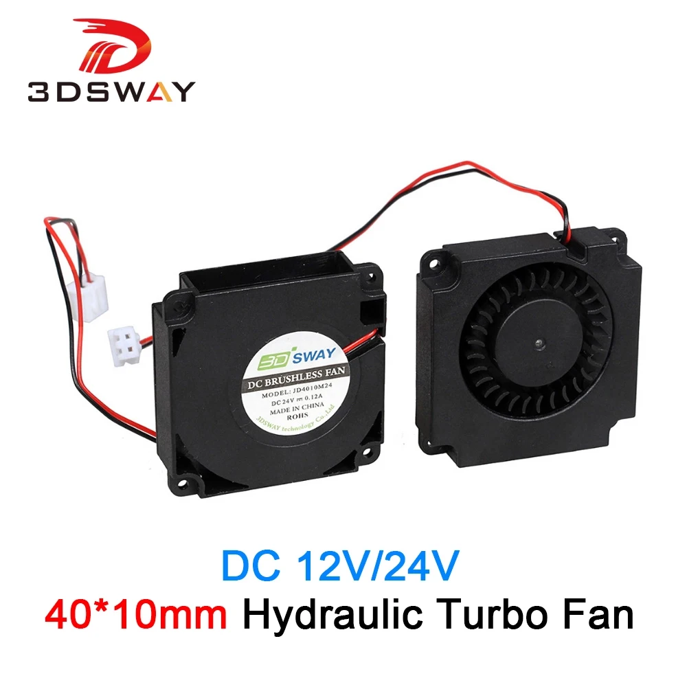 3DSWAY 3D Printer Turbine Fan DC 12V/24V Cooling Turbo Fan 4010 Hydraulic Bearing Blower 40*10mm Radial Fan for CR-10 Ender 3