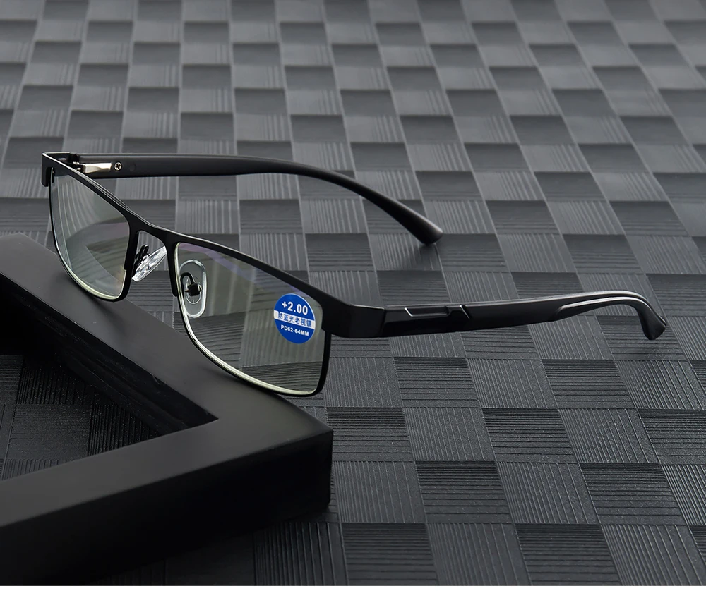 Edelstahl Lesebrille Männer Business Presbyopie Brille Männlich Anti Blaues Licht Brillen +1,0 1,5 2,0 2,5 3 3,5 4,0 – Detail 2