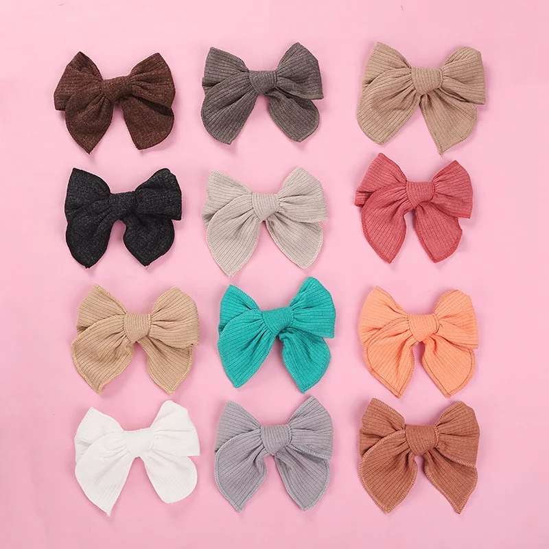 12Pcs Baby Hair Clips Cotton Hairpin For Girls Big Bows Colorful Barrettes Hairclip Infant Hair Accessories Cute Hairgrips