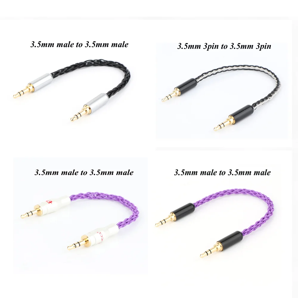 

10cm Silver Plated 3.5mm Male to 3.5mm Male Stereo Audio Hifi Audio cable Aux cable For Headphones, Smartphones, Note