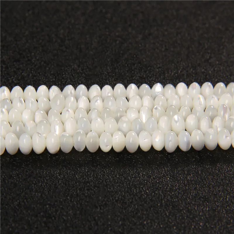 3x5mm Natural White Shell Rondelle Beads Mother of Pearl Shell Loose Beads for DIY Jewelry Making Bracelet Necklace Earrings 15\