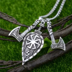 Slavic Kolovrat Sword Shield Odin Raven Axe Amulet Pendant Viking Talisman Runes Jewelery Necklace For Men Women