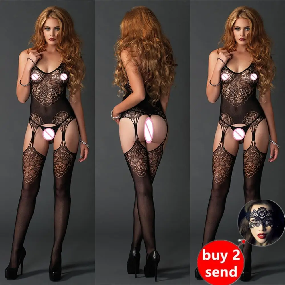 bodysuit sexy Bodystocking Women Sexy erotic Lingerie black fetish body porno underwear Crotchless babydoll costumes