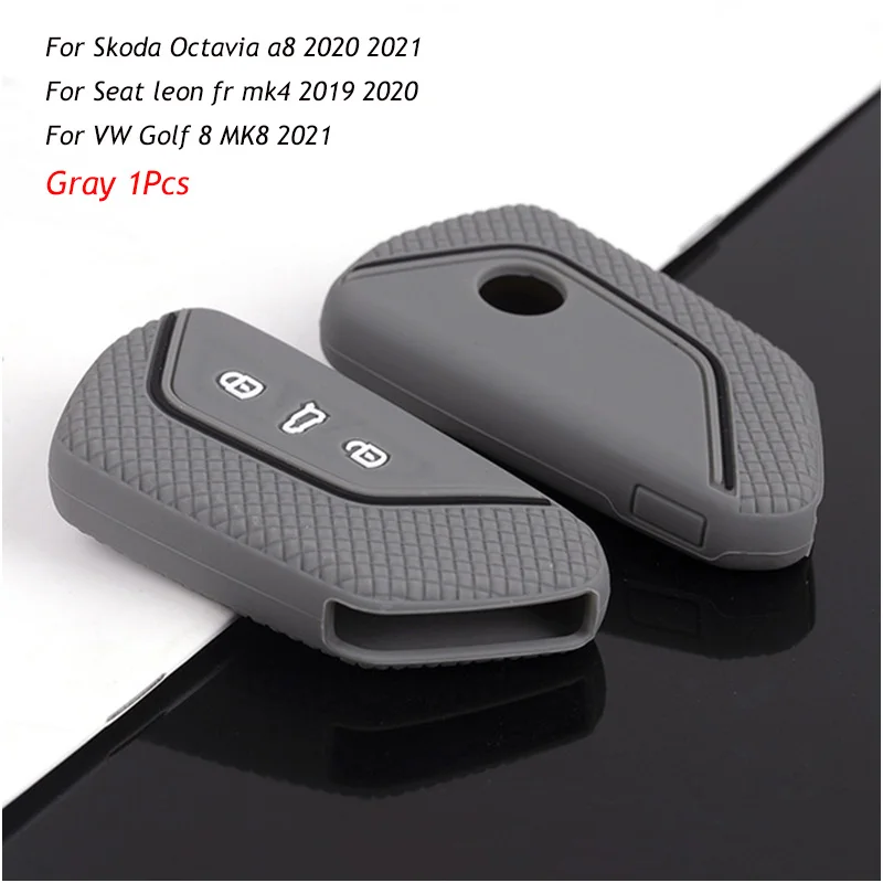 For Skoda Octavia a8 2020 2021 Car Silicone Remote Smart Key Case  Fob Holder Cover Trim  Seat leon fr mk4 2019 