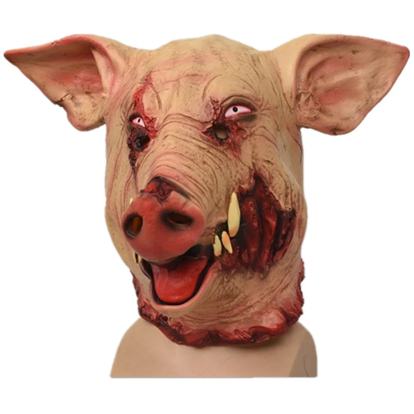 Scary Animal Latex Mask Halloween Costume Cosplay Props Full Head Horror Pig Head Mask Party Mask Decoration