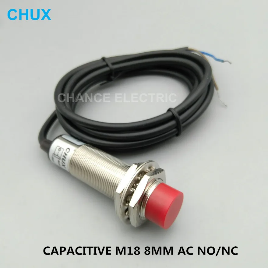 CHUX Capacitive Proximity Sensor Switch AC 200V M18 Cylinder Type 8mm Sensing Distance Metal Motion Sensors