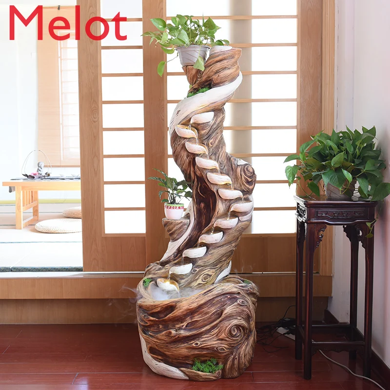 Artificial Mountain and Fountain Landscape Lucky Indoor Alpine Decorations Living Room Floor Stand Decoration Gifts