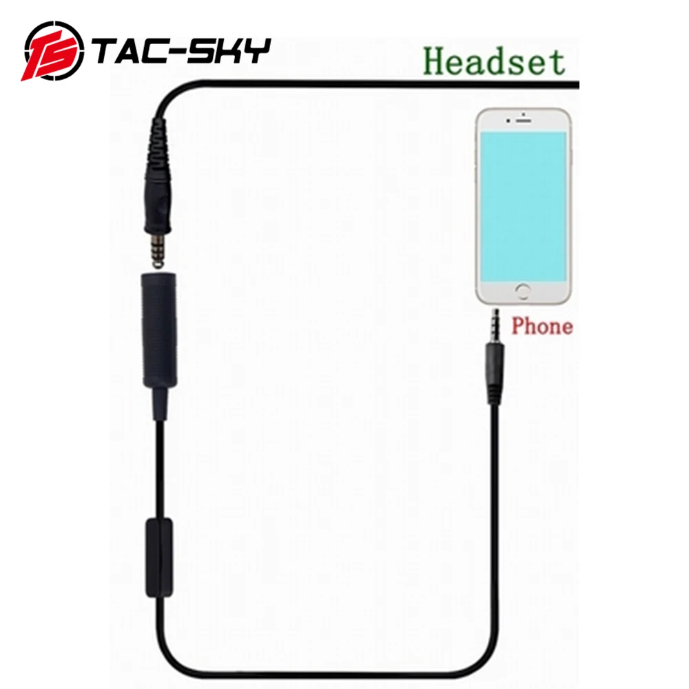 TAC-SKY Mobile phone mini PTT tactical headset accessories mobile phone plug 3.5mm for MP3 music adapter Apple Samsung HTC etc.