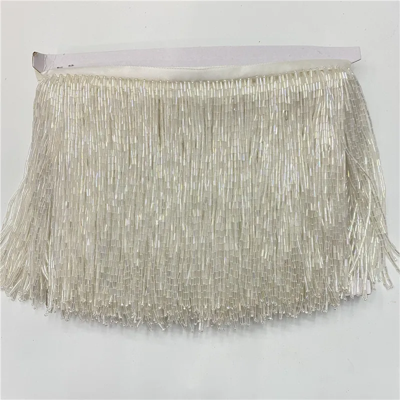 

Hot 5metros/lot White Trim Tassels Beads Fringe Lace 15 Cm Wide Latin Dance Stage Performance Home Textile Latin Lace Ribbon