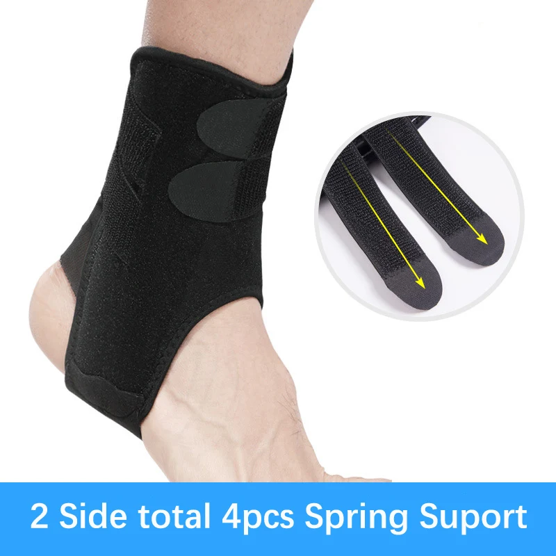 2 Side 4pcs Spring Support Sports Football Basketball Tennis Arthritis Ankle Protector Elastic Brace