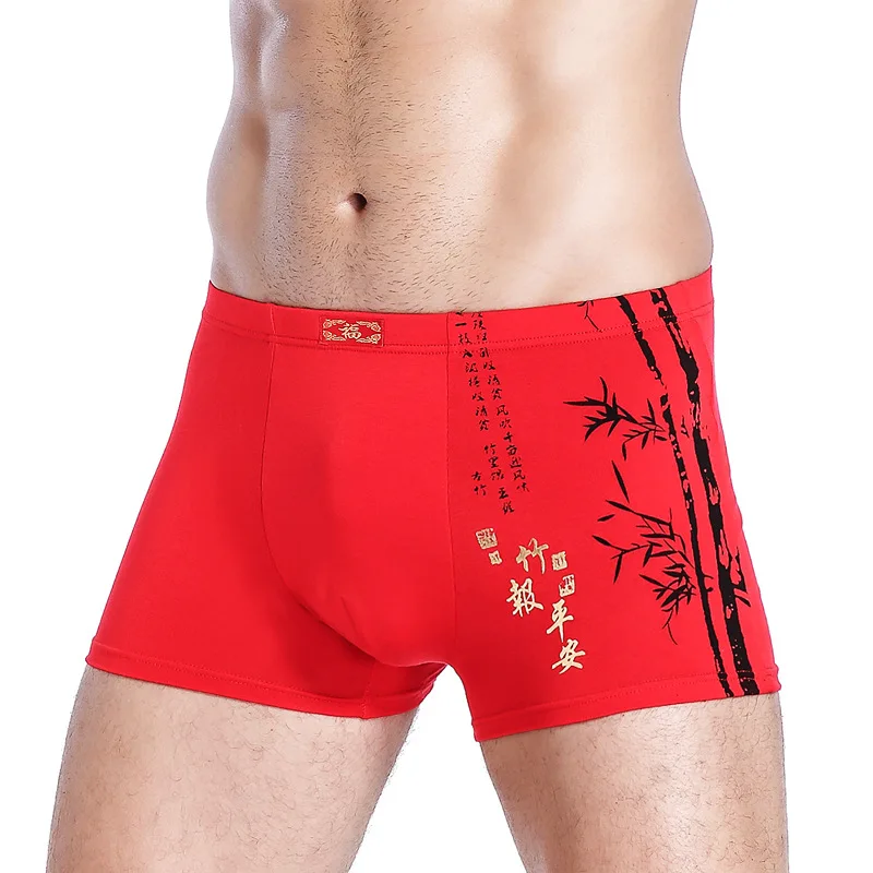 2 Pcs Big Size Men Boxers Briefs Shorts Underwear Underpants Boy Undies Panties Red Color L XL 2XL 3XL 4XL 2023 New Year Gifts