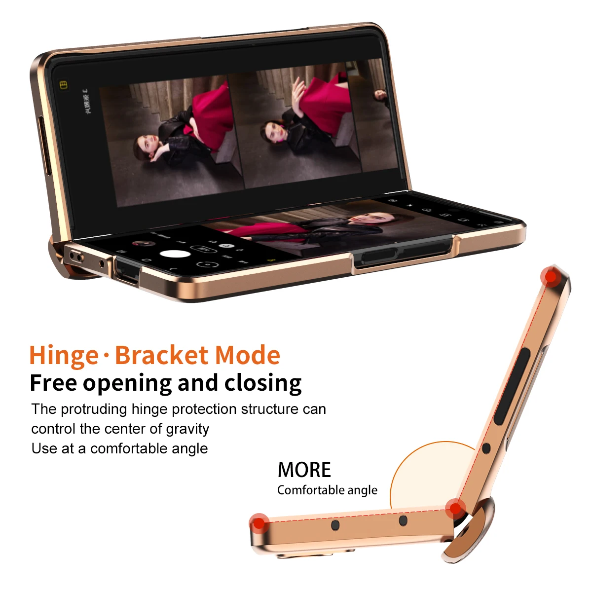 Tempered Glass Hinge Protect Case For Samsung Galaxy Z Fold 2 Luxury Gold Plating Leather Fold Bracket Armor For Z Fold 3 Cases