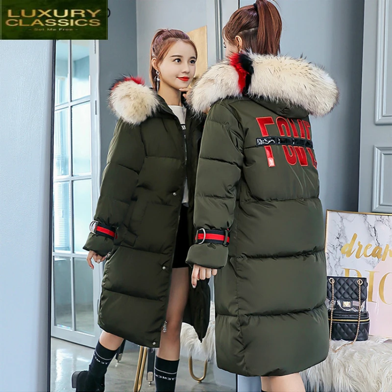 

Women Winter Plus Jacket Size Clothes Korean Fashion Parkas Color Fur Hooded Coat Thick Down Cotton Padded Tops LWL988