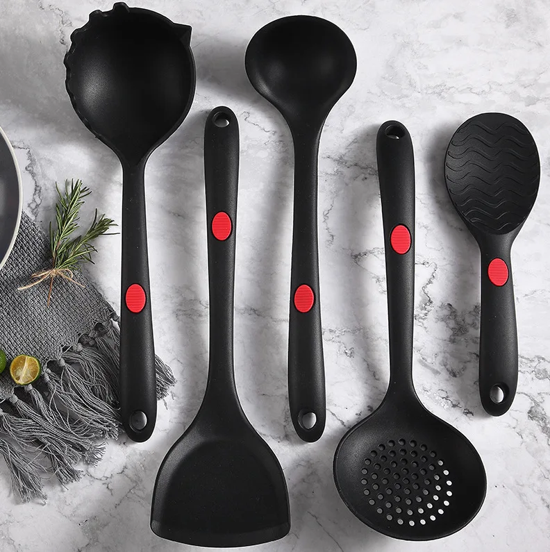 5pcs/lot Kitchen Silicone Cooking Tool Spoon Ladle Food Tongs Utensil Non-stick Dinnerware Set Cooking Tools Accessories  XB 026