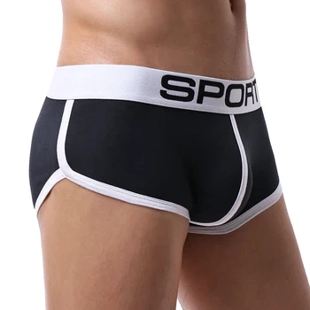 Moda masculina roupa interior boxer algodão fitness esportes boxer shorts masculino u bulge bolsa calcinha confortável masculino
