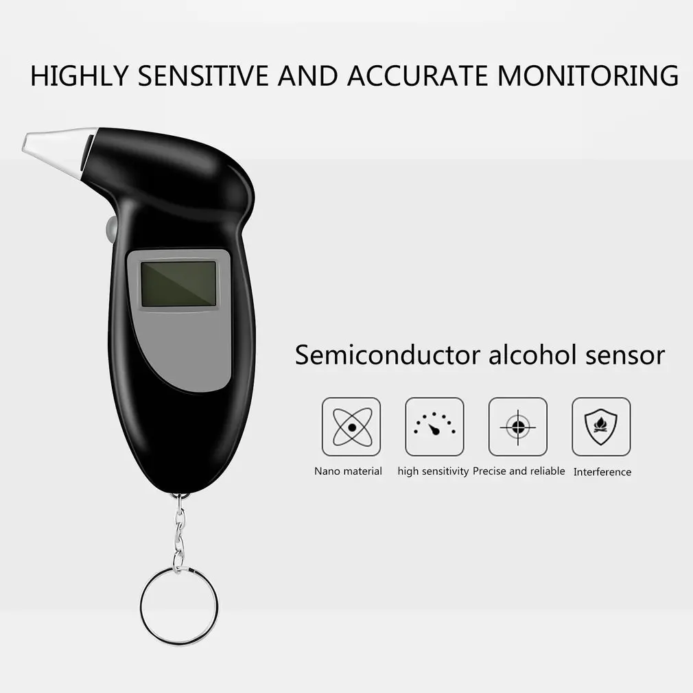 Digital Alcohol Breath Tester Breathalyzer Analyzer Detector Test Keychain Breathalizer Breathalyser Device LCD Display