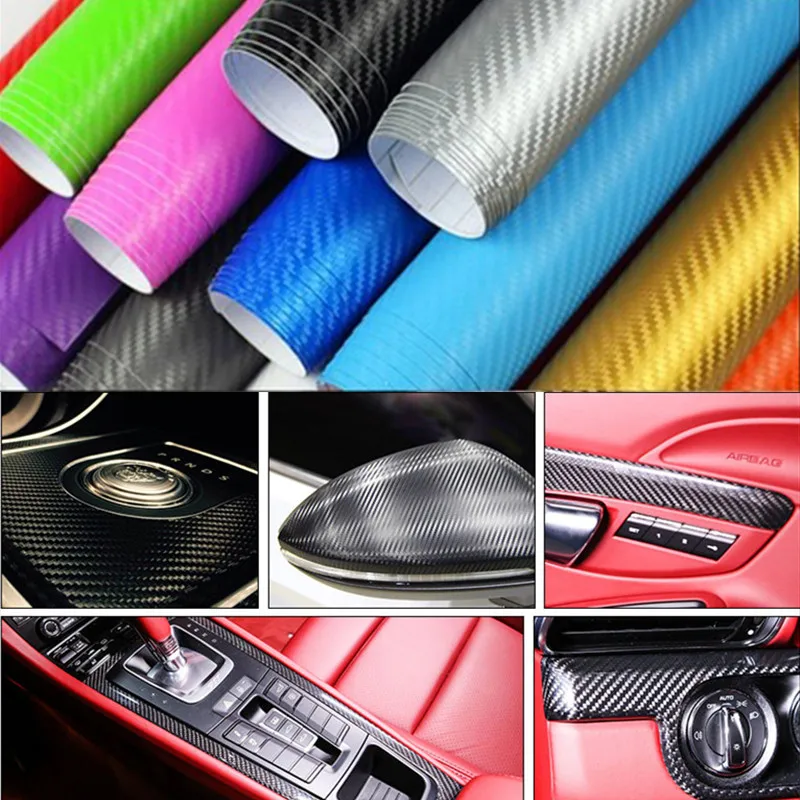 30cmx127cm 3D Carbon Fiber Vinyl Car Wrap Roll Film Car Stickers and Decal Motorcycle Auto Styling Accessories Auto Wrapping