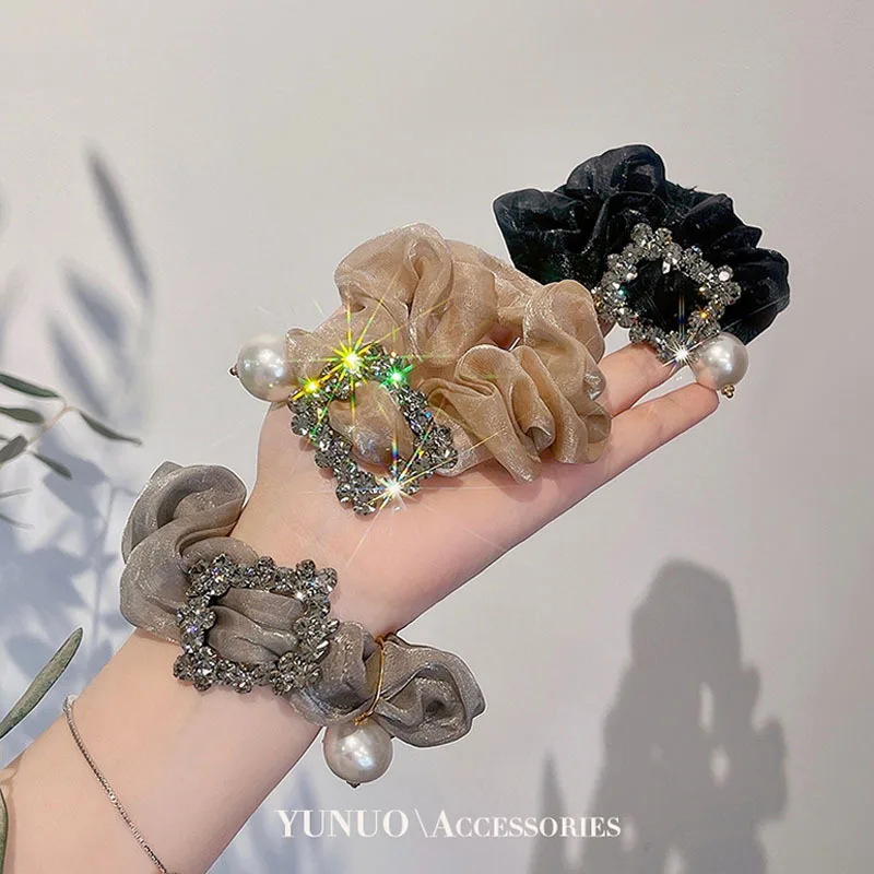 Organza large intestine hair ring retro head rope female ball hair rope high-quality temperament hair accessories