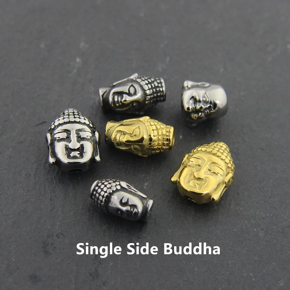 Small Hole Never Fade Stainless Steel Buddha Head Beads Charms For Bracelet DIY Distance Jewelry Making Wholesales