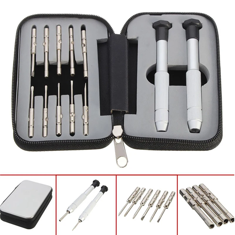 10pcs Glasses Precision Screwdriver Kit Watch Jewelry Eyeglasses Multifunction Repairing Tool sets With Zipper Box