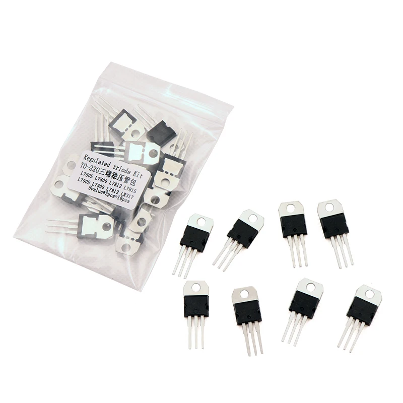 8value*2pcs=16pcs 7805 7809 7812 7815 7905 7912 7915 LM317T TO-220 Transistor Assortment Kit  Voltage Regulator